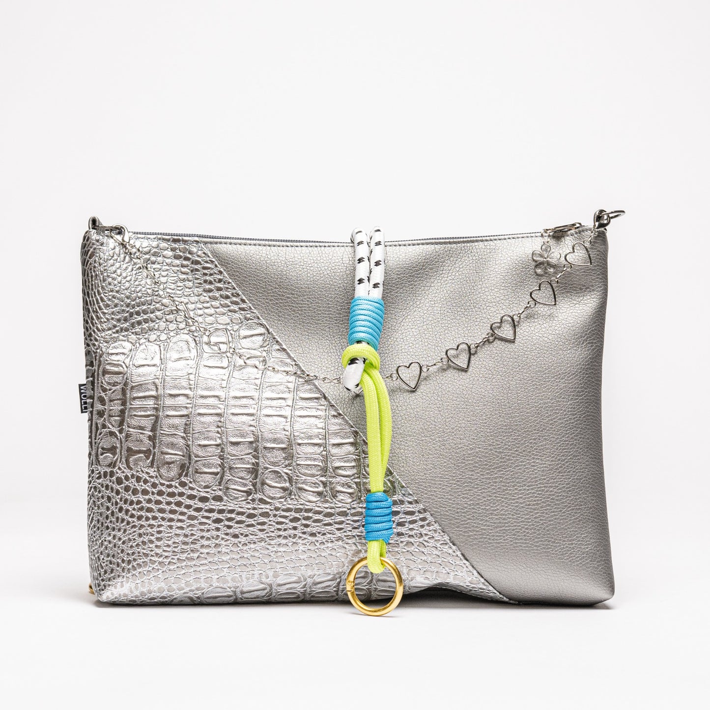 Mini-Cross-Body-Bag Silber Kroko