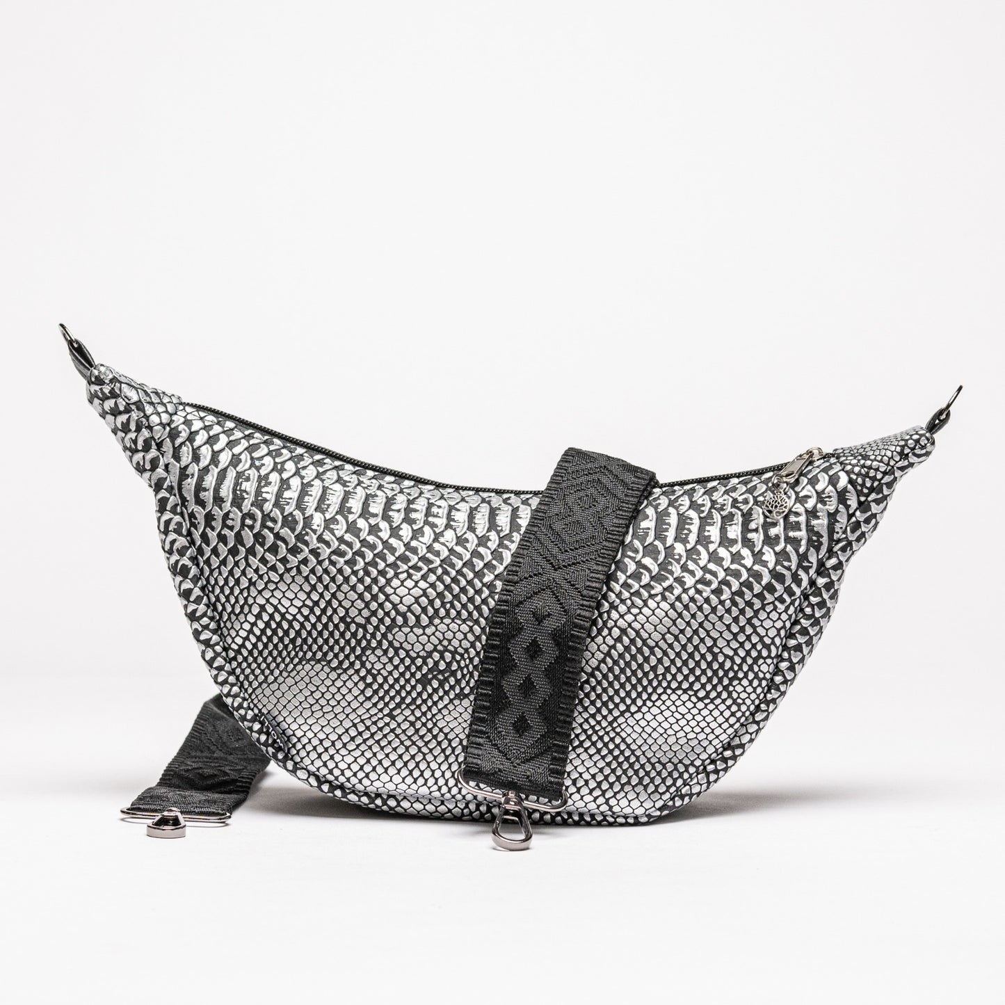 Luna-Bag Kunstleder silber Schlange