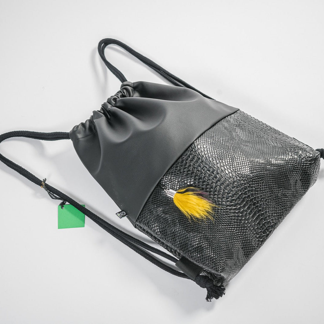 Rucksack schwarz Kroko