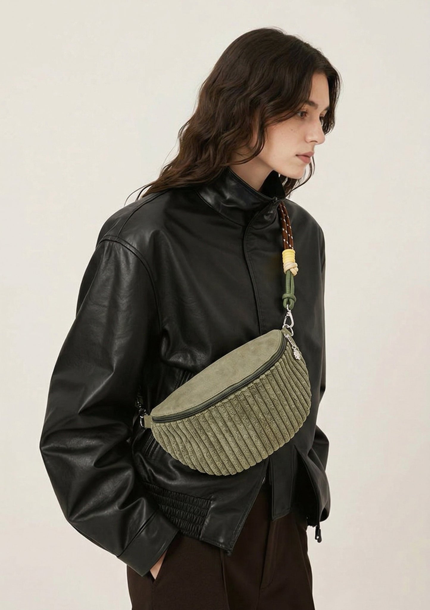 Bauchtasche grün Kord