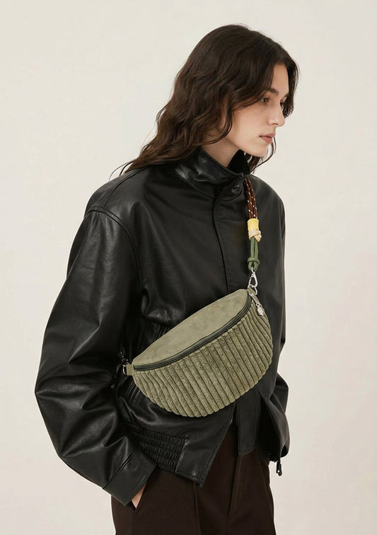 Bauchtasche grün Kord