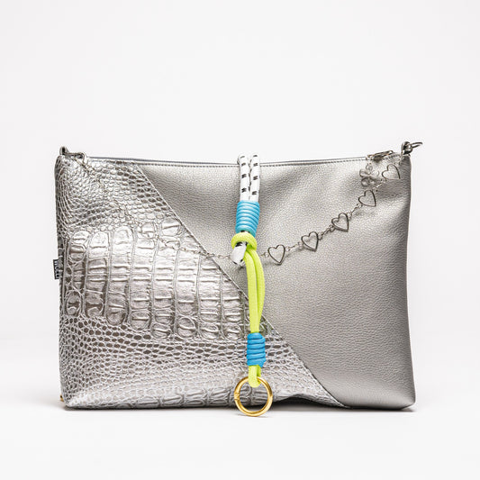 Mini-Cross-Body-Bag Silber Kroko