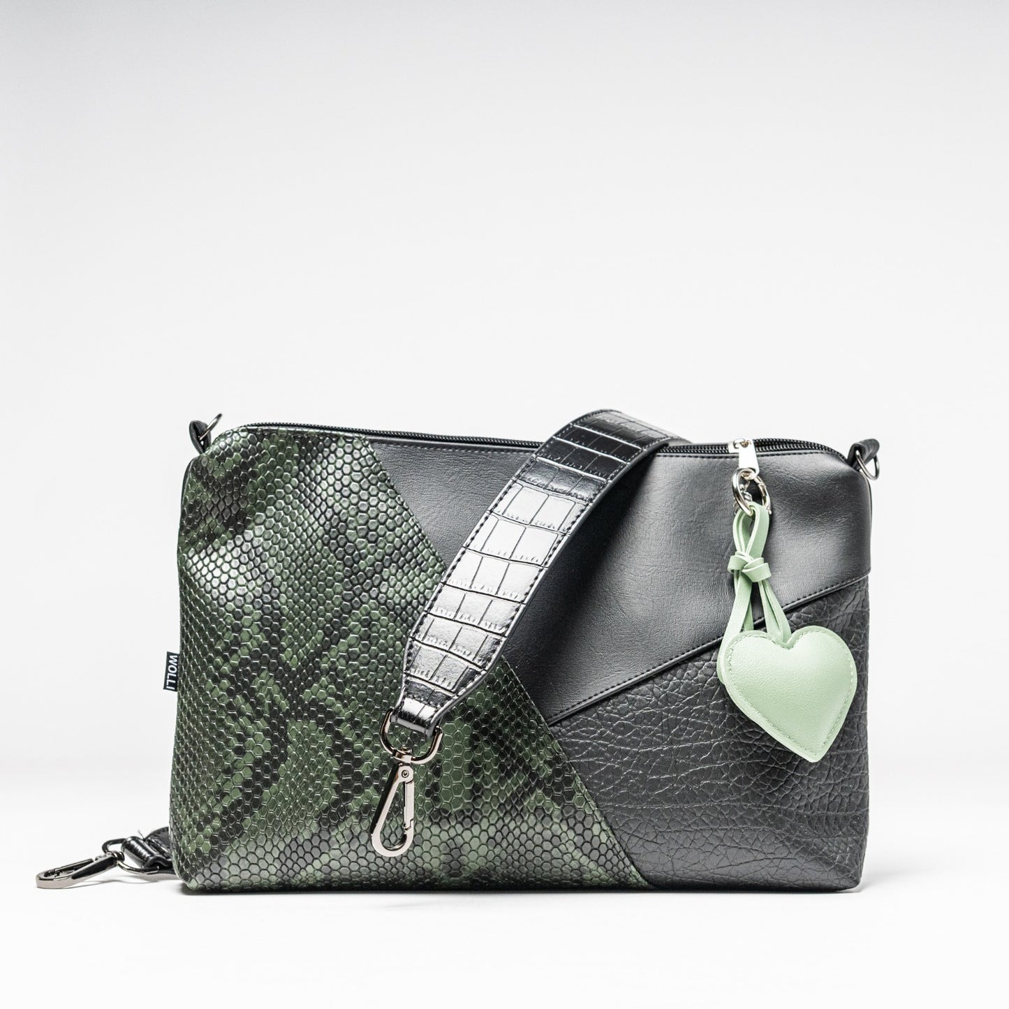 Mini-Cross-Body-Bag grün Schlange