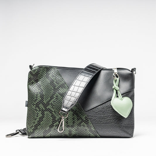 Mini-Cross-Body-Bag grün Schlange