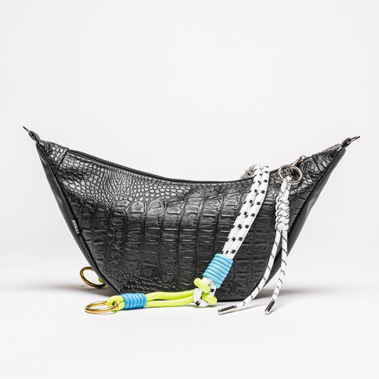 Luna-Bag Kunstleder schwarz Kroko