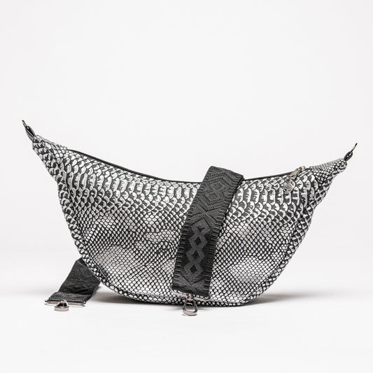 Luna-Bag Kunstleder silber Schlange
