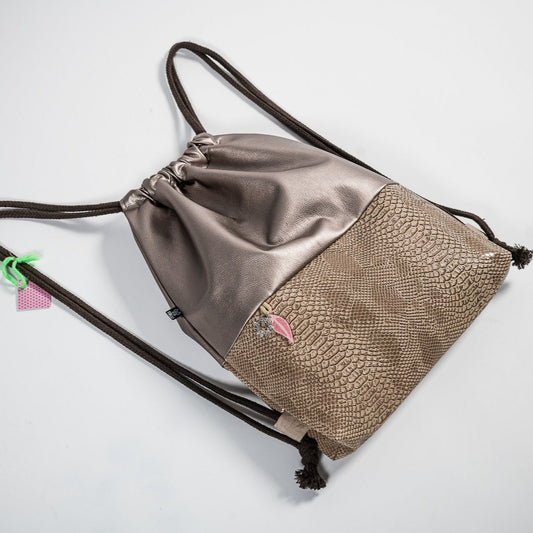 Rucksack beige Kroko