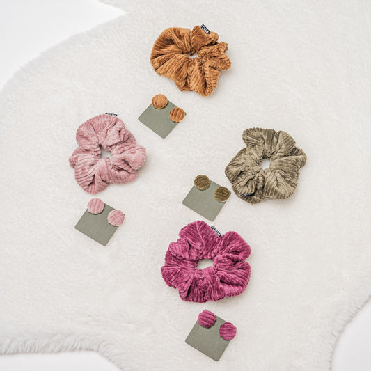 Scrunchies mit passenden Ohrringen Kord