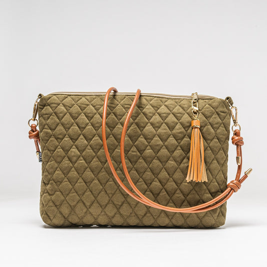 Mini-Cross Samt gesteppt olive