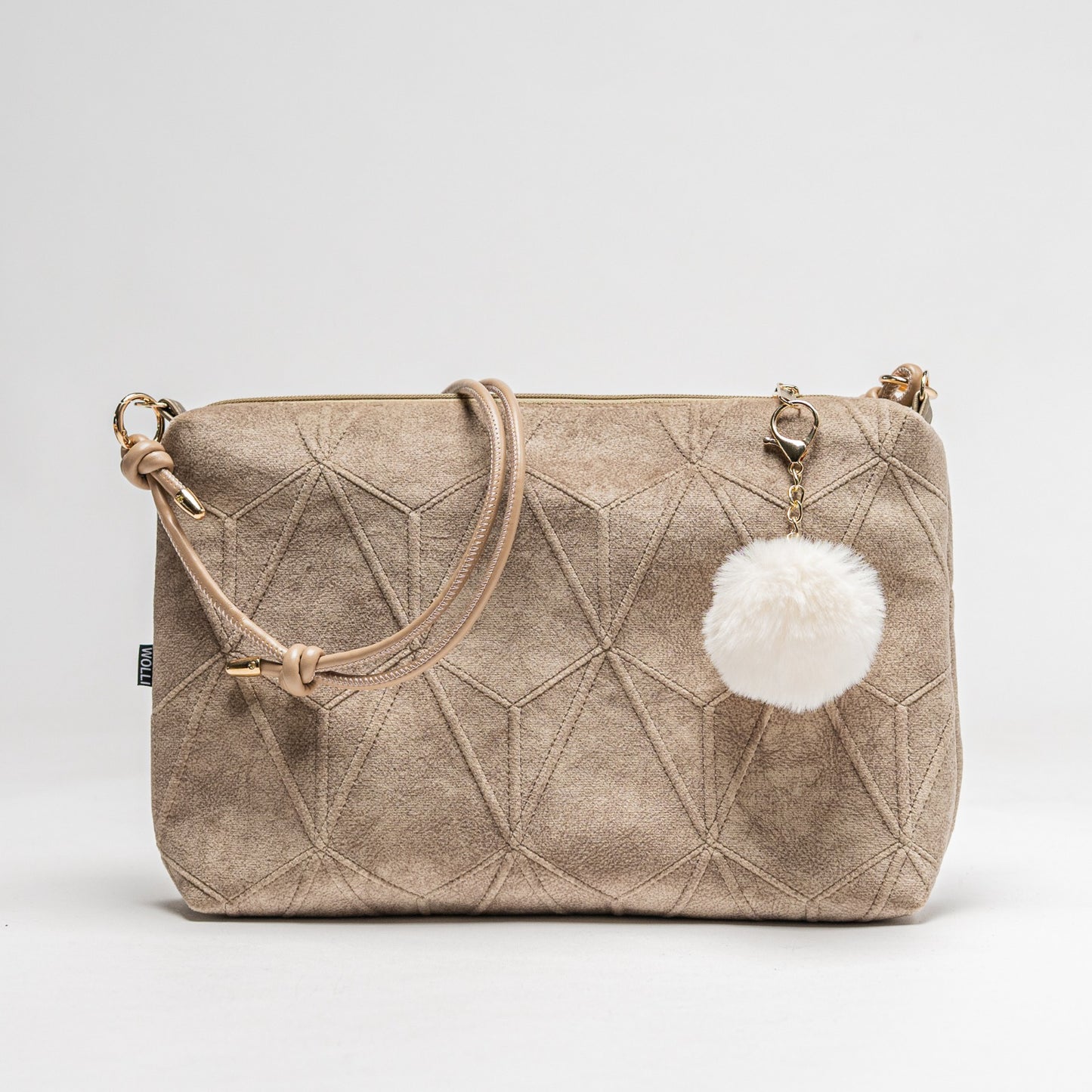 Mini-Cross Samt gesteppt beige Raute