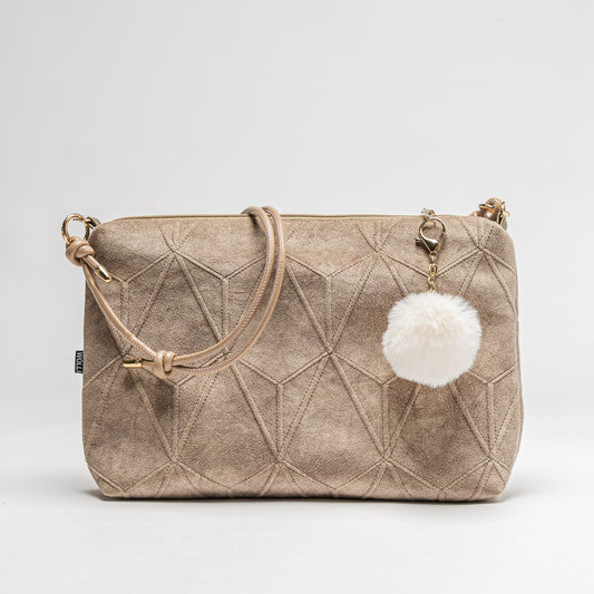 Mini-Cross Samt gesteppt beige Raute