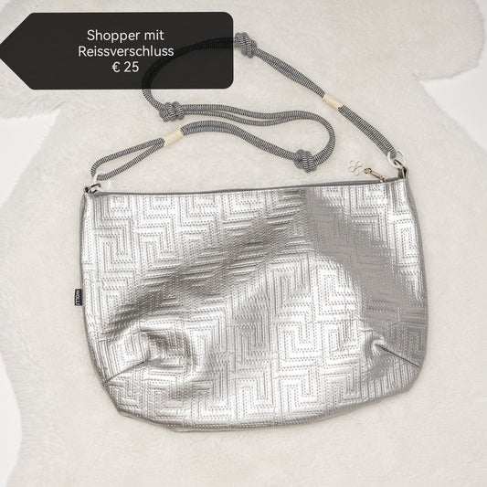 Shopper mit Reissverschluss silber