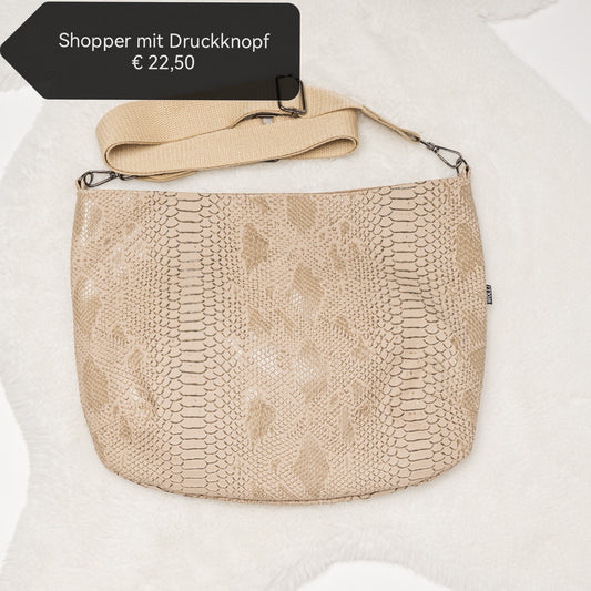 Shopper mit Druckknopf beige