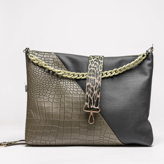 Mini-Cross-Body-Bag grün Kroko