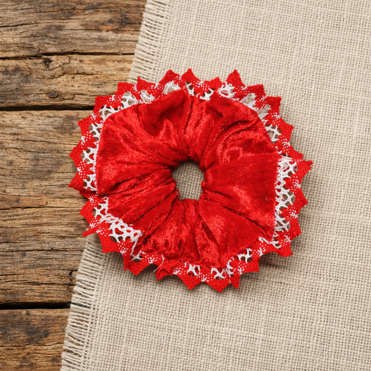 Scrunchies rot mit Spitze