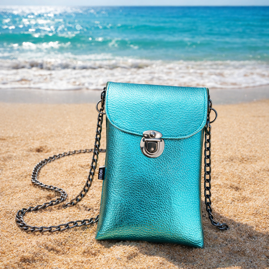 Handytasche metallic acqua