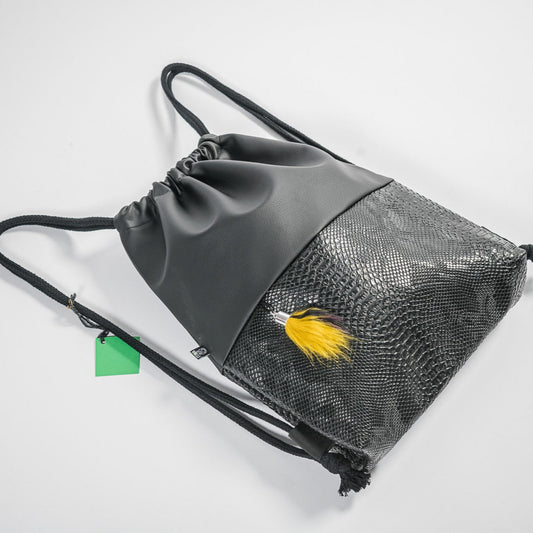 Rucksack schwarz Kroko