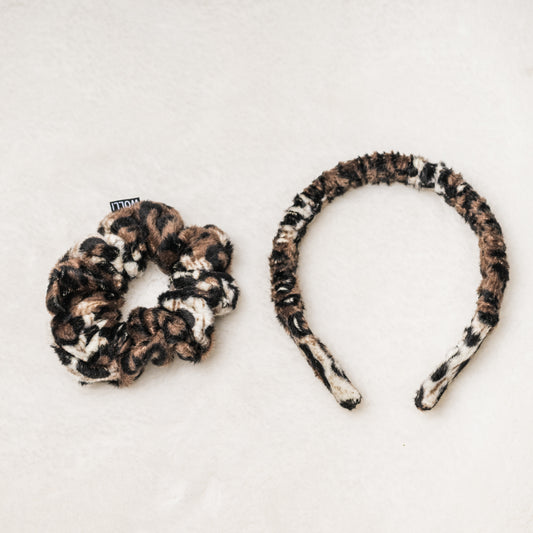 Haarreif und Scrunchie leo braun